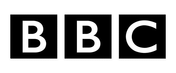BBC logo with white letters B B C in black squares on a transparent background.